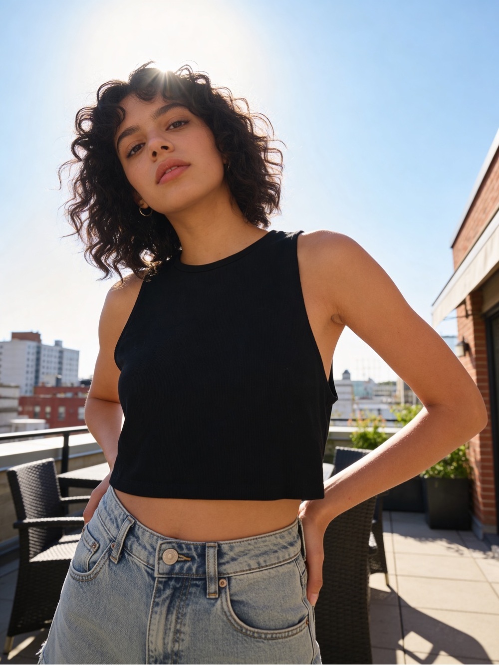 Zara Black Cropped Muscle Tank